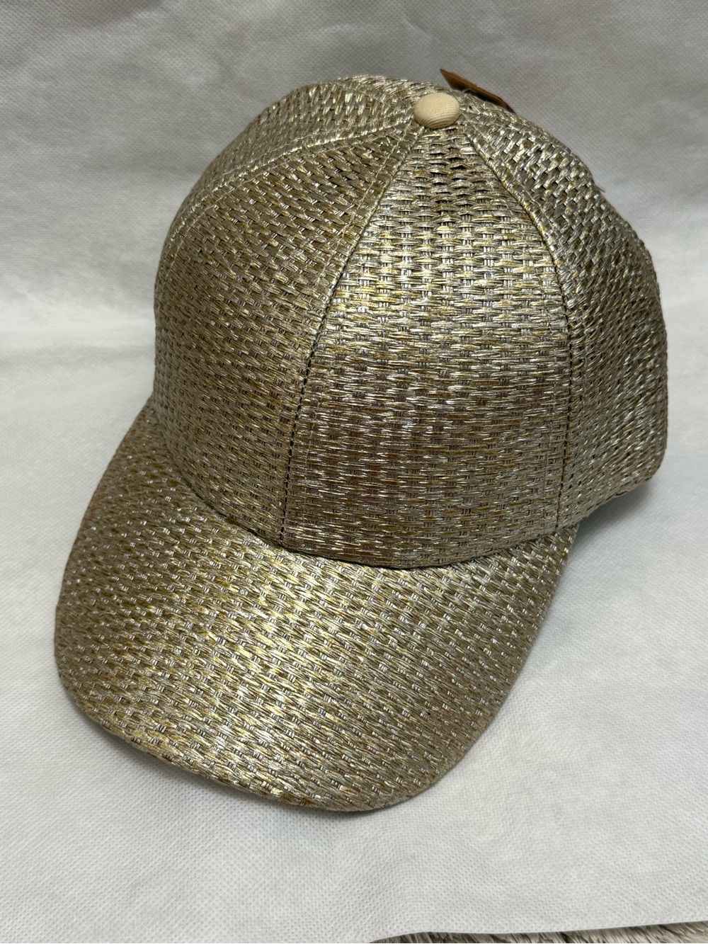 Steve Madden Metallic Gold Woven Baseball Cap woman’s